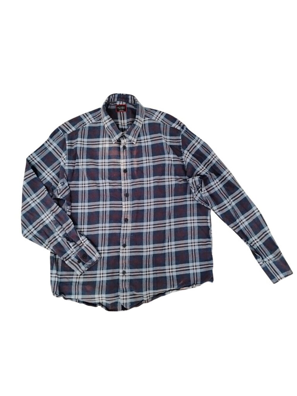 UNTUCKIT Mens XXXL 100% Cotton Blue Flannel Plaid Button Down Shirt